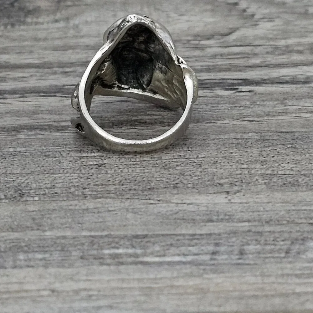 💎The Expendables Stallone Stainless Steel Vintage Biker Punk Silver Skull Ring